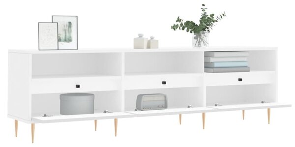 Fehér szerelt fa TV-szekrény 150 x 30 x 44,5 cm