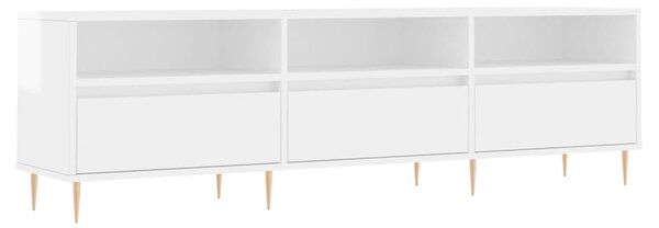 Magasfényű fehér szerelt fa TV-szekrény 150 x 30 x 44,5 cm