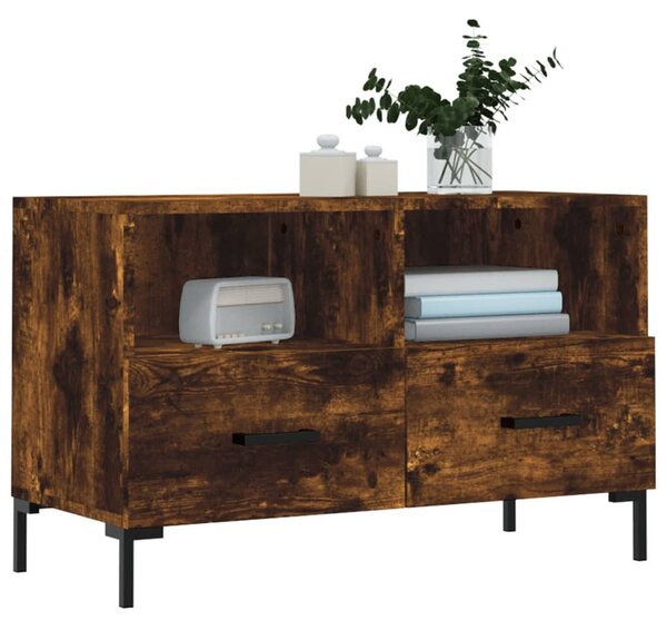 Füstös tölgy színű szerelt fa TV-szekrény 80 x 36 x 50 cm