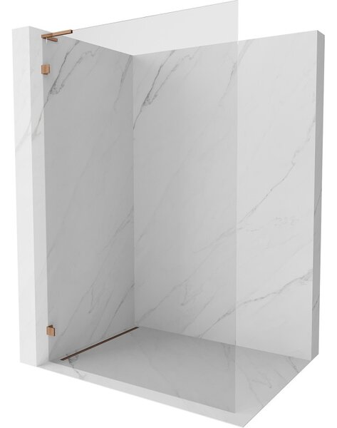 Mexen Lunar L, zuhanyfal bal oldali 50 x 200 cm, 8 mm-es átlátszó üveg, rozéarany profil, 830L-050-000-60-00-L