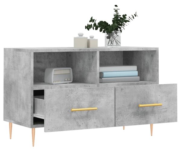 Betonszürke szerelt fa TV-szekrény 80 x 36 x 50 cm