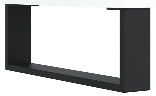 Magasfényű fehér szerelt fa cipőszekrény 70 x 36 x 60 cm