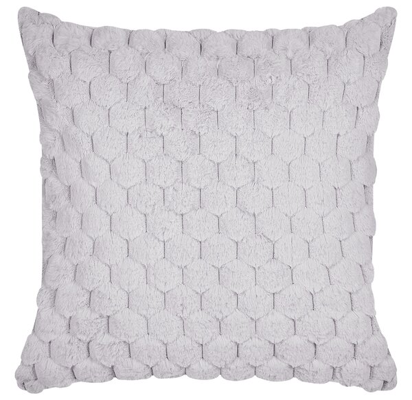 2 db díszpárna PURSLANE Műszőrme 43 x 43 cm Világosszürke Geometrikus mintás