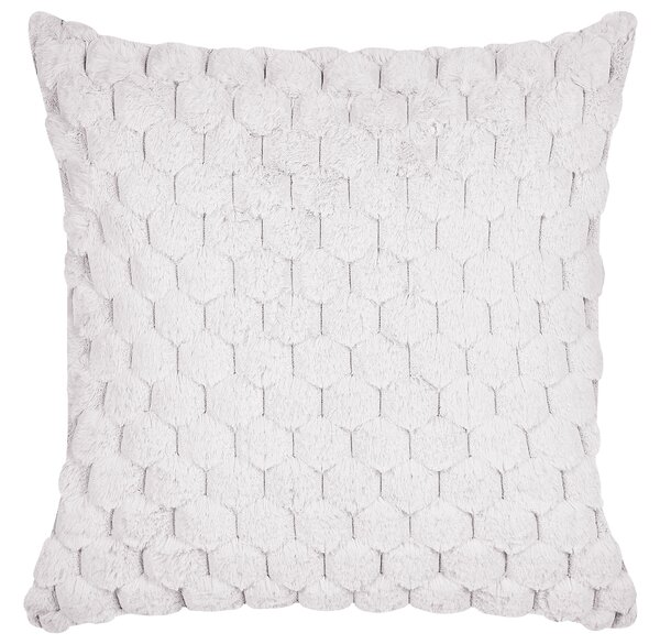 2 db díszpárna PURSLANE Műszőrme 43 x 43 cm Fehér Geometrikus mintás
