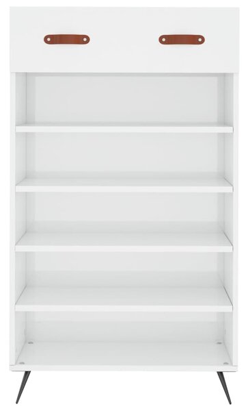Magasfényű fehér szerelt fa cipőszekrény 60 x 35 x 105 cm