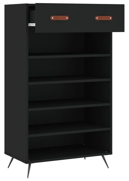 Fekete szerelt fa cipőszekrény 60 x 35 x 105 cm