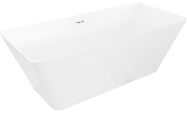 Mexen Velo Slim, szabadon álló kád 170 × 75 cm, fényes fehér, acél túlfolyóval, 52811707500-97