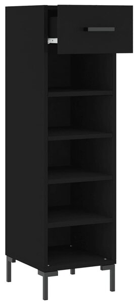 Fekete szerelt fa cipőszekrény 30 x 35 x 105 cm