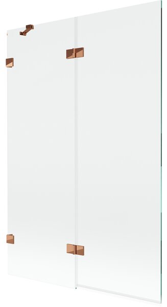 Mexen Lunar, kétszárnyú kádparaván bal oldali 120 x 150 cm, átlátszó üveg, rozéarany, 897-120-100-60-00-L
