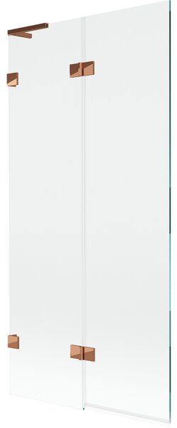 Mexen Lunar L, kétszárnyú kádparaván bal oldali 90 x 150 cm, átlátszó üveg, rozéarany, 897L-090-100-60-00-L