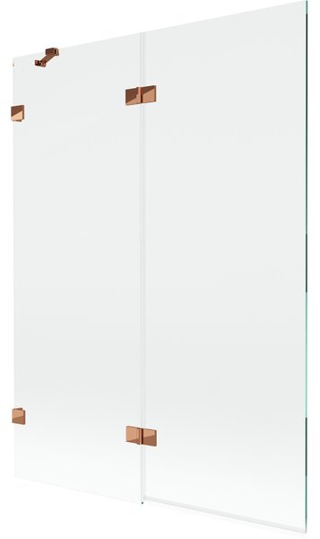 Mexen Lunar, kétszárnyú kádparaván bal oldali 130 x 150 cm, átlátszó üveg, rozéarany, 897-130-100-60-00-L