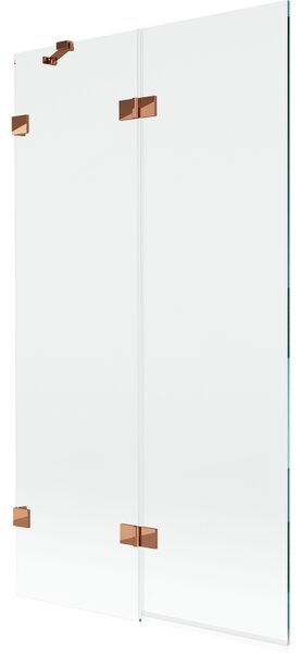 Mexen Lunar, kétszárnyú kádparaván bal oldali 100 x 150 cm, átlátszó üveg, rozéarany, 897-100-100-60-00-L
