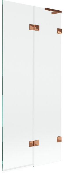 Mexen Lunar L, kétszárnyú kádparaván jobb oldali 80 x 150 cm, átlátszó üveg, rozéarany, 897L-080-100-60-00-P