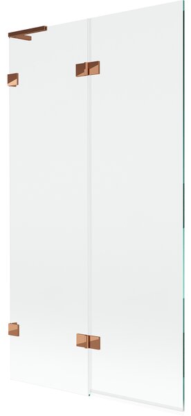 Mexen Lunar L, kétszárnyú kádparaván bal oldali 100 x 150 cm, átlátszó üveg, rozéarany, 897L-100-100-60-00-L
