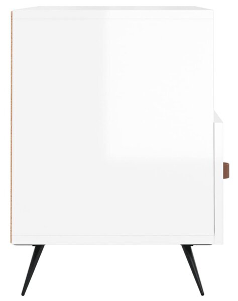 Fehér magasfényű szerelt fa TV-szekrény 80x36x50 cm
