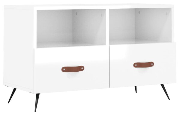 Fehér magasfényű szerelt fa TV-szekrény 80x36x50 cm