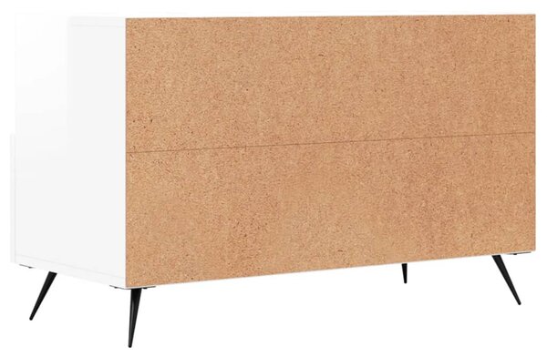Fehér magasfényű szerelt fa TV-szekrény 80x36x50 cm