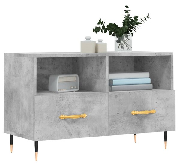 Betonszürke szerelt fa TV-szekrény 80 x 36 x 50 cm