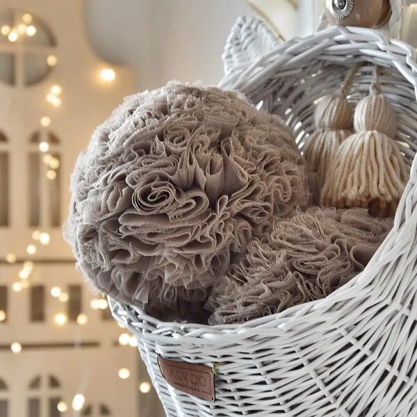 Tüll pompom - 2 db 15 cm - sötét bézs