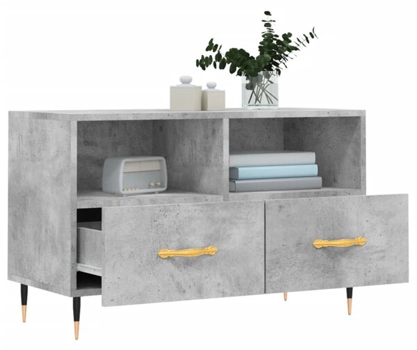 Betonszürke szerelt fa TV-szekrény 80 x 36 x 50 cm