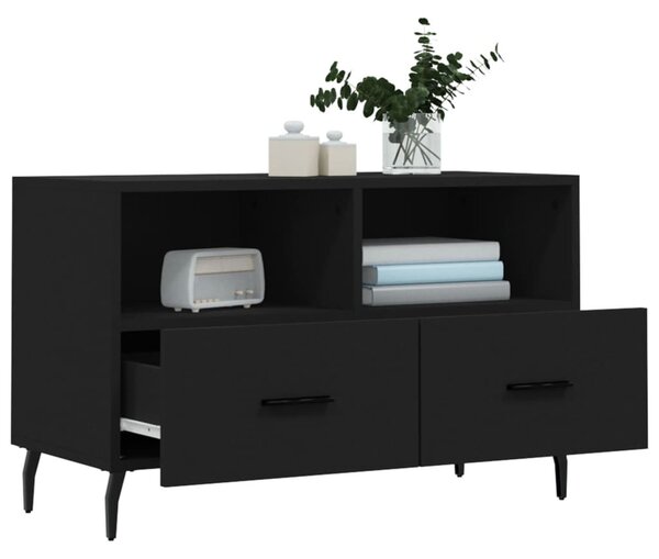 Fekete szerelt fa TV-szekrény 80 x 36 x 50 cm