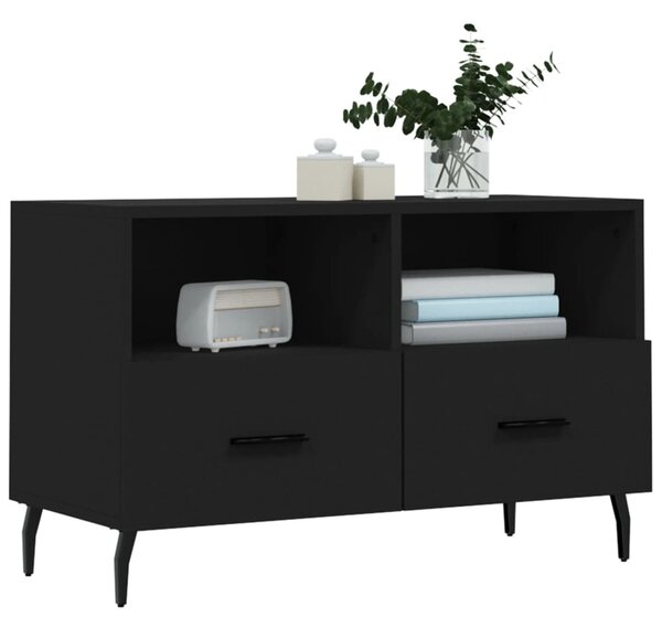 Fekete szerelt fa TV-szekrény 80 x 36 x 50 cm