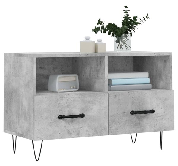 Betonszürke szerelt fa TV-szekrény 80 x 36 x 50 cm