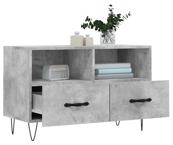 Betonszürke szerelt fa TV-szekrény 80 x 36 x 50 cm