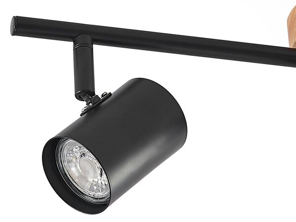 Lindby Xiomara mennyezeti lámpa, 3 lámpás, 68 cm hosszú, fa, dimmelhető, Fekete, Nappali / Étkező, fém, Modern