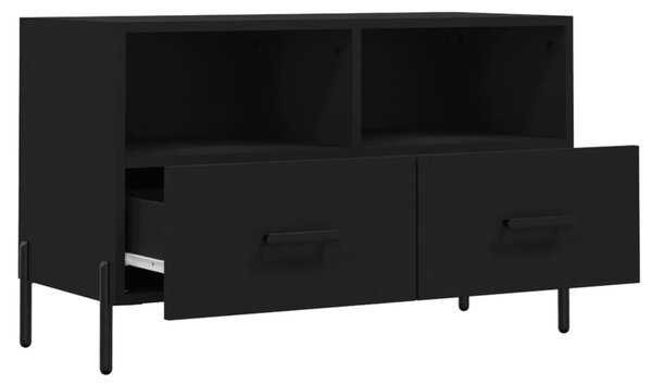 Fekete szerelt fa TV-szekrény 80 x 36 x 50 cm