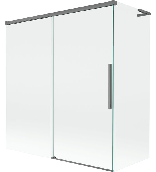 Mexen Rox, L tolóajtós, kétszárnyú kádparaván 150 + 70 x 150 cm, 8 mm-es átlátszó üveg, grafit profil, 8C9L-150-070-95-00