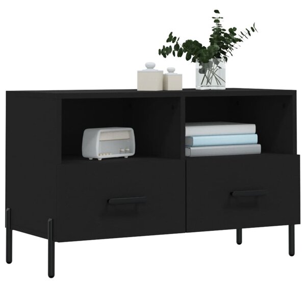 Fekete szerelt fa TV-szekrény 80 x 36 x 50 cm