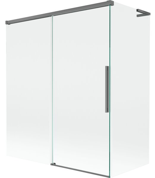 Mexen Rox, L tolóajtós, kétszárnyú kádparaván 140 + 70 x 150 cm, 8 mm-es átlátszó üveg, grafit profil, 8C9L-140-070-95-00