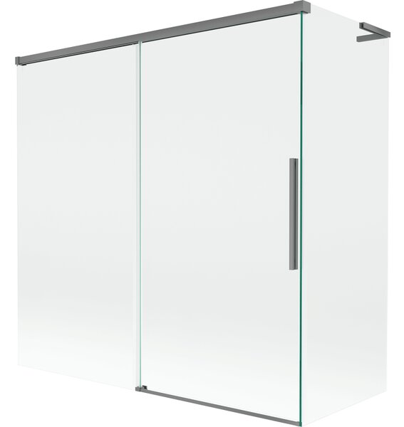 Mexen Rox, L tolóajtós, kétszárnyú kádparaván 160 + 70 x 150 cm, 8 mm-es átlátszó üveg, grafit profil, 8C9L-160-070-95-00