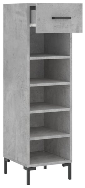Betonszürke szerelt fa cipősszekrény 30 x 35 x 105 cm