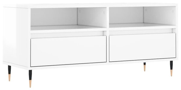 Magasfényű fehér szerelt fa TV-szekrény 100 x 34,5 x 44,5 cm