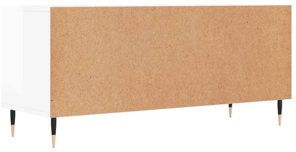 Magasfényű fehér szerelt fa TV-szekrény 100 x 34,5 x 44,5 cm