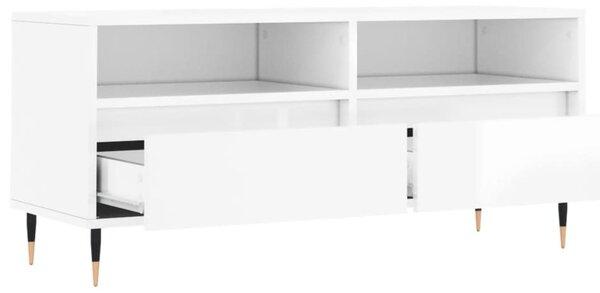 Magasfényű fehér szerelt fa TV-szekrény 100 x 34,5 x 44,5 cm