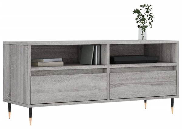 Szürke sonoma színű szerelt fa TV-szekrény 100x34,5x44,5 cm