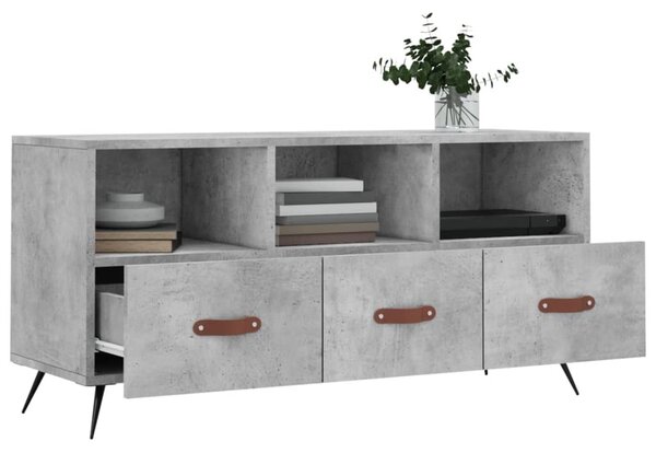 Betonszürke szerelt fa TV-szekrény 102 x 36 x 50 cm
