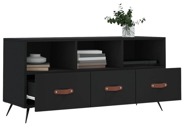 Fekete szerelt fa TV-szekrény 102 x 36 x 50 cm