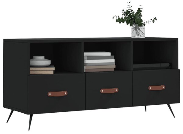 Fekete szerelt fa TV-szekrény 102 x 36 x 50 cm