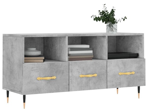Betonszürke szerelt fa TV-szekrény 102 x 36 x 50 cm