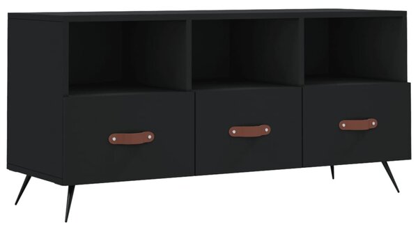 Fekete szerelt fa TV-szekrény 102 x 36 x 50 cm