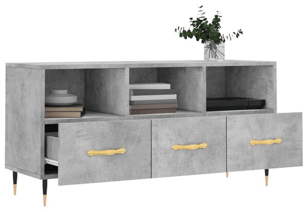 Betonszürke szerelt fa TV-szekrény 102 x 36 x 50 cm
