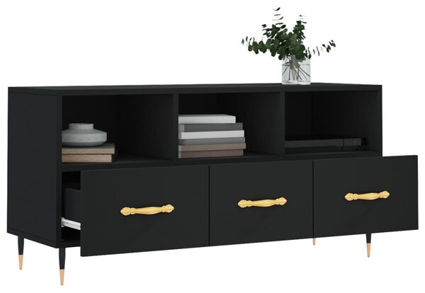 Fekete szerelt fa TV-szekrény 102 x 36 x 50 cm