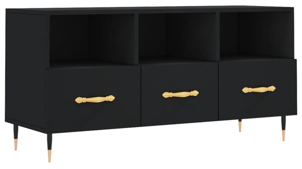Fekete szerelt fa TV-szekrény 102 x 36 x 50 cm