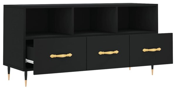 Fekete szerelt fa TV-szekrény 102 x 36 x 50 cm