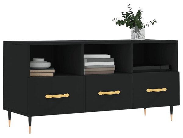 Fekete szerelt fa TV-szekrény 102 x 36 x 50 cm