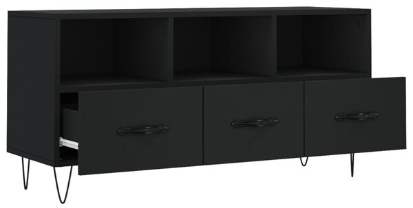 Fekete szerelt fa TV-szekrény 102 x 36 x 50 cm